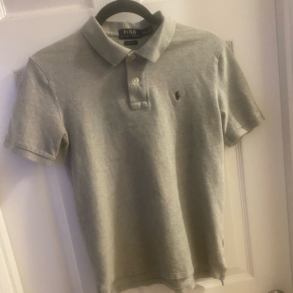 Boys short sleeved gray polo shirt